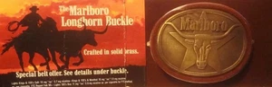 NEU VINTAGE - MARLBORO massive Messing GÜRTELSCHNALLE versiegelt auf ORIGINAL PROMO KARTE! - Bild 1 von 3