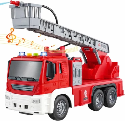 Scala 1:16 Camion Pompieri Giocattolo per Bambini, Autopompa Antincendio a Inerz - Immagine 1 di 4