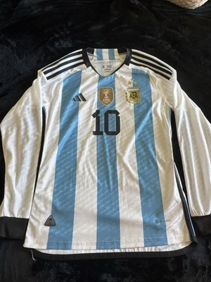 Camiseta Argentina Lionel Messi Manga Larga Casa Auténtica Adidas Sin Etiquetas Talla L Foto 1 de 4