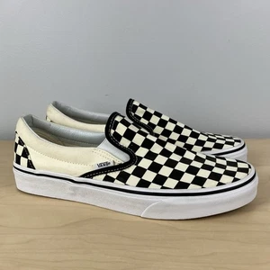 Vans Herren Größe 10,0 Klassische Slipper Schachbrett Creme Weiß Schwarz Skateschuhe - Bild 1 von 10