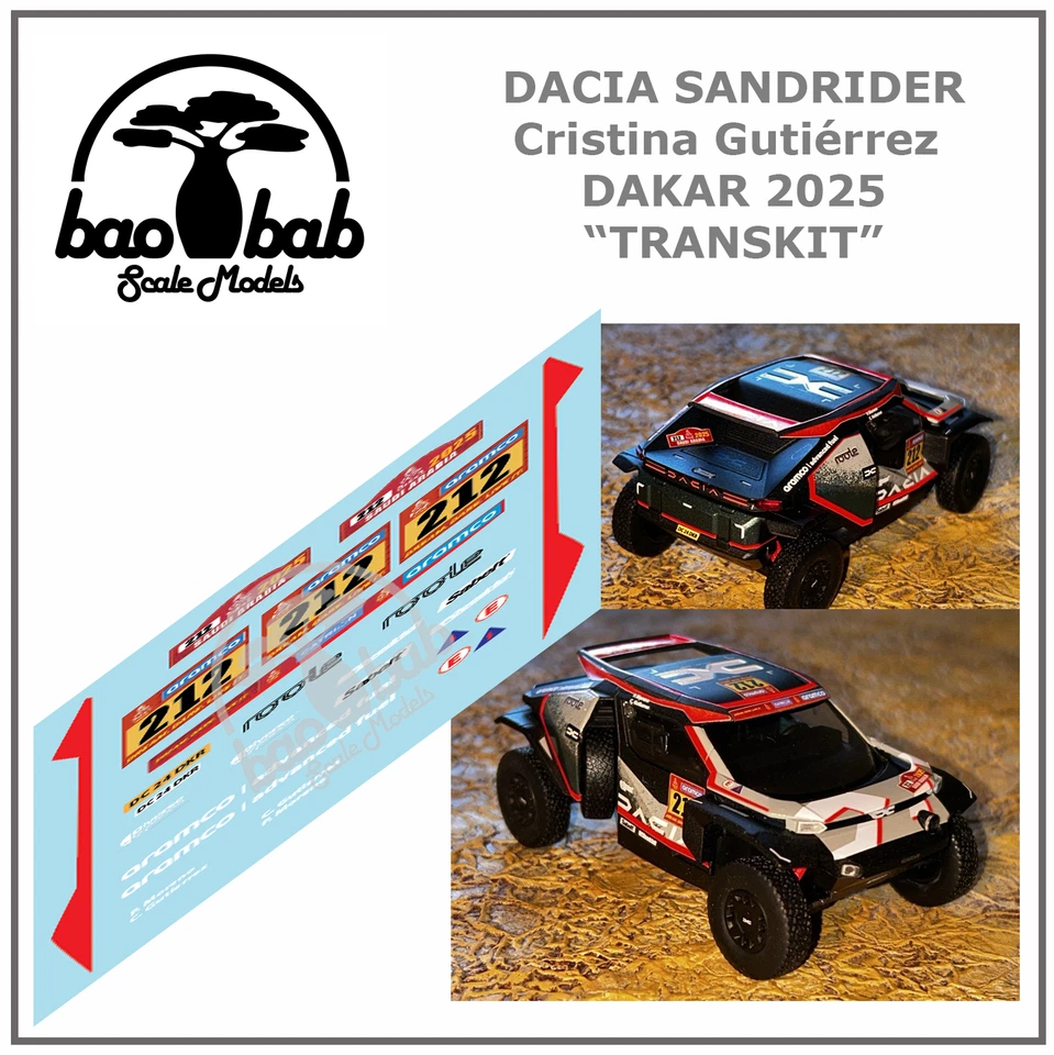 Decals Transkit 1/43 for Dacia Sandrider Cristina Gutierrez Dakar 2025 - Imagen 1 de 1
