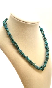 Vintage Turquoise Nugget NECKLACE Blue Chunk Stones Silver Tone Clasp 17.5" L - Picture 1 of 14
