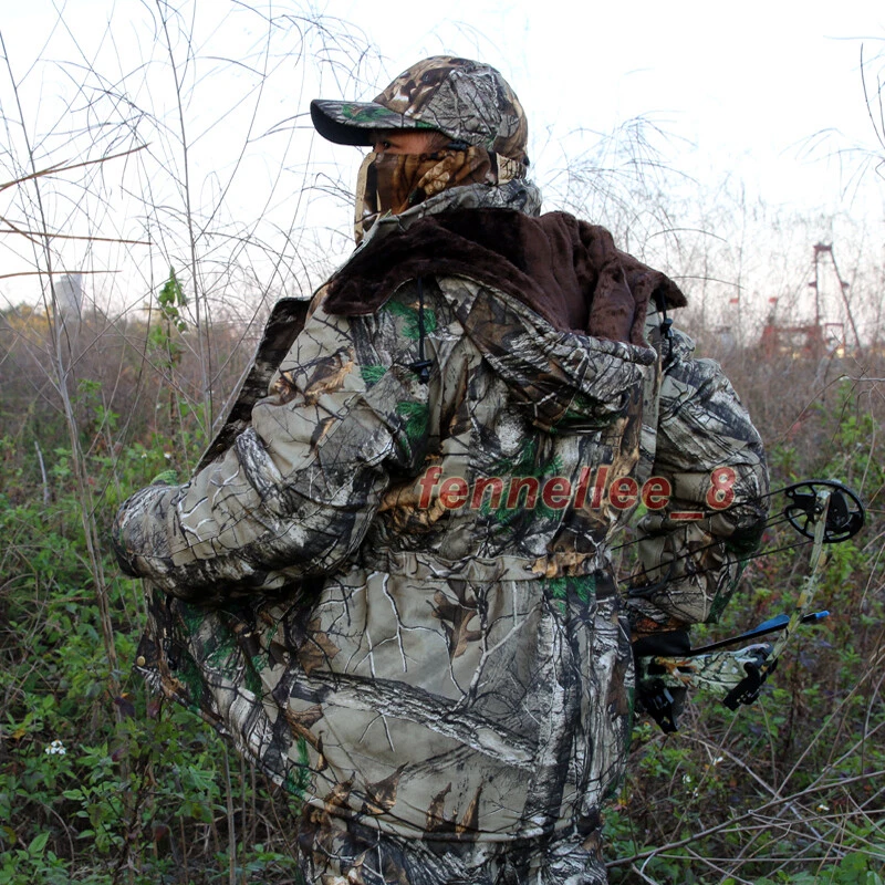 Mens Bionic Camou Winter Thicken Hunting Coat Trousers Tactical Waterproof Suits - Image 1 of 4