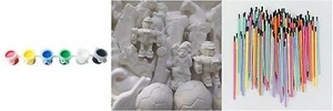 20 x medium ready to paint plaster pieces - paint brushes & paints also included - Picture 1 of 1