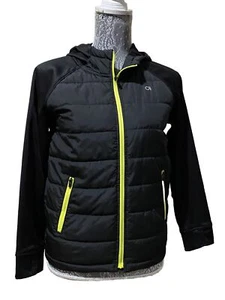 Gap Fit Puffer Jacket Thumbholes Hooded Black Full Zip Pockets Youth Size XL - Picture 1 of 14