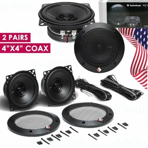 2 PAIRS NEW Rockford Fosgate R14X2 120W 4"x4" 2-Way Coaxial Car Audio Speakers - Picture 1 of 9