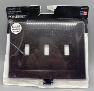 Somerset 3-Gang Screwless Toggle Switch Wall Plate - Oil Rubbed Bronze-662676 - Picture 1 of 5