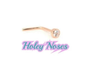 18ct Rose Gold 2mm created diamond Nose Stud Ring Pin Bezel set body jewellery - Picture 1 of 9