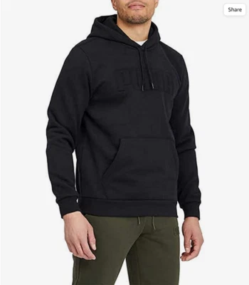 Sudadera con Capucha Puma Para Hombre Logotipo Repujado Clásica Polar X-Grande, NEGRA, NUEVA CON ETIQUETAS Foto 1 de 3