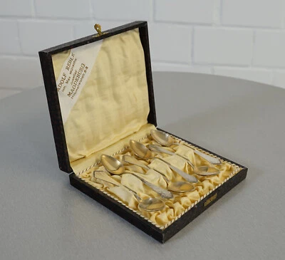 6 eleganti cucchiaini moka argento 800 in scatola posate art deco anni 20 - 5... - Immagine 1 di 4