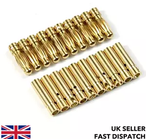 3mm Gold Bullet Connectors / Banana Plugs For RC Car/Truck/Drone Lipo Battery - Picture 1 of 14