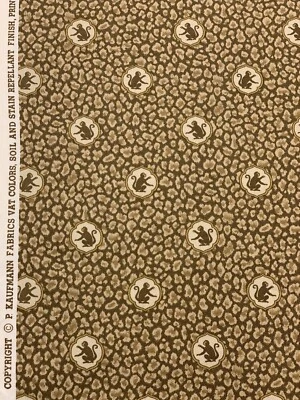 Tela P Kaufmann Mono Leopardo Medallón Marrón Decoración Algodón Sarga 1.75 Yardas Foto 1 de 4