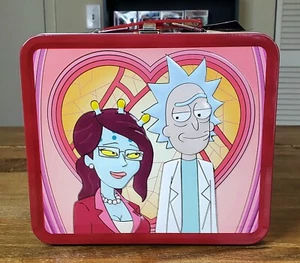 Neu Loungefly Erwachsene Schwimmen Rick and Morty "Rick & Unity" Metalldose Brotdose  - Bild 1 von 9