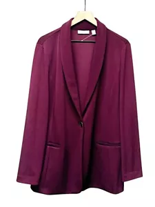 Susan Graver Women LK Fusion Collar Blazer Sz XL Burgundy Red Stretch Jacket - Picture 1 of 6