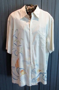 Tori Richard Fabulous Fish Print L Herren Seidenmischung Hawaii SS Hemd sehr guter Zustand - Bild 1 von 6