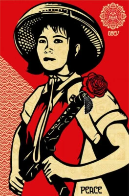Shepard Fairey 24" x 36" Artist Proof Revolution mulher assinada datada de 2005 - Imagem 1 de 4