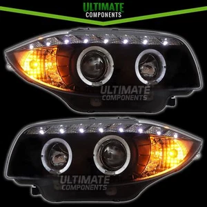 BMW 1 Series E81 E87 2004-2012 Projector Angel Eyes Headlights LED DRL Black - Picture 1 of 13