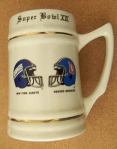 NY Giants Denver Broncos stein SB Super Bowl XXI 21 ceramic mug cup 1987 - Picture 1 of 12