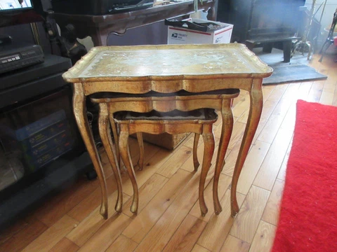 #55B here for sell set of 3 Nesting Console Tables w/Florentine Design for decor Cover