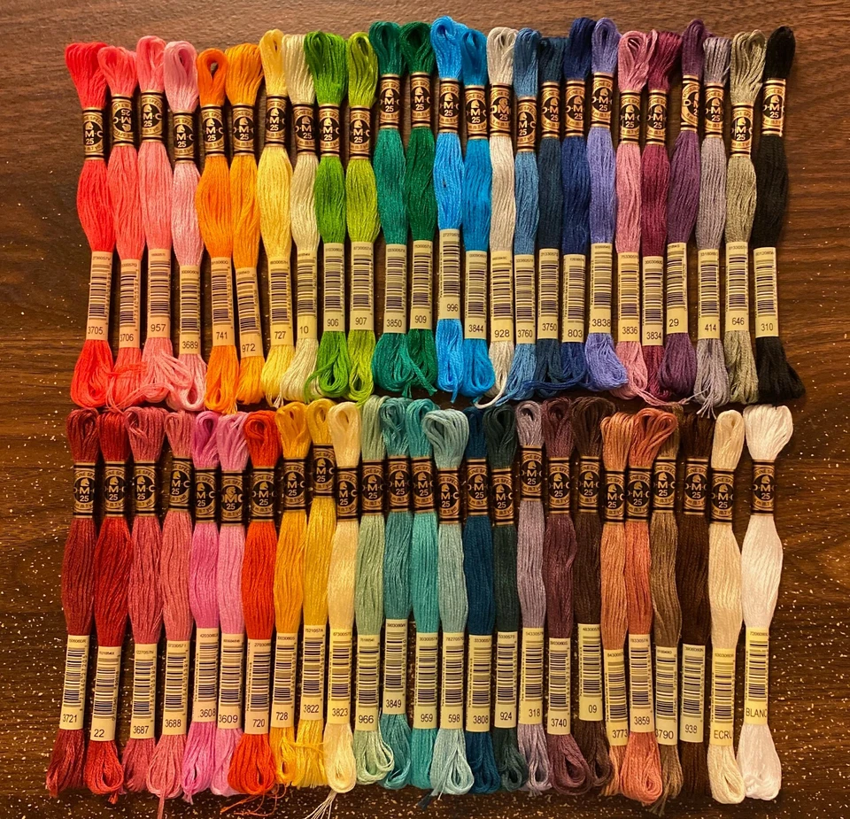 50 Brand New DMC Embroidery Floss Skeins - Beautiful Rainbow of Colors! Set 2 - Image 1 of 1