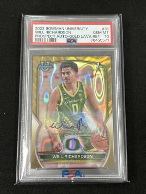 2022 Bowman Chrome #31 Will Richardson 1st Prospect Auto Gold Lava /50 PSA 10 - Image 1 of 2