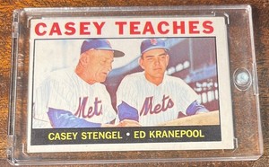 1964 TOPPS BASEBALL CARD #393 CASEY STENGEL & ED KRANEPOOL NEW YORK YANKEES METS