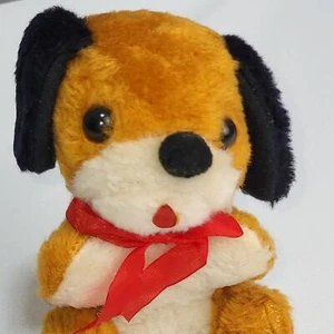 Vintage 1980s Golden Brown 5.5" Puppy Dog Tchotchke Carnival Prize Plush Toy - Picture 1 of 12