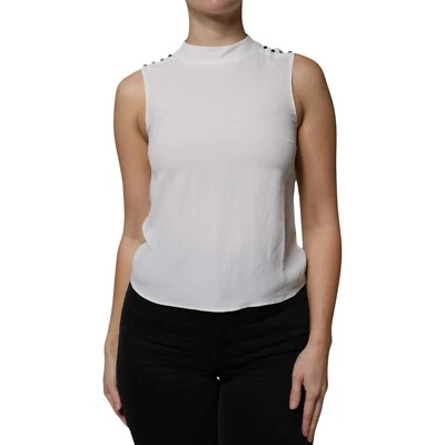 PATRIZIA PEPE Top White Mock Neckline Sleeveless Tank Blouse IT38/US4/XS 210usd - Image 1 of 4
