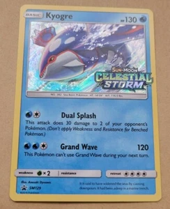 TARJETA PROMOCIONAL POKEMON - SOL Y LUNA - PRELANZAMIENTO - KYOGRE SM129 (HOLO) CASI NUEVA - Imagen 1 de 2