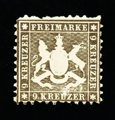 [GERMANY] 1863 Wurttemberg: 9kr SC 39 / Perf 10 (MNH) - Image 1 of 2