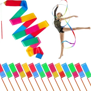 Mr Rex 10 Stück Mehrfarbig Gymnastikband Tanzband Schwungband Mit Stab Kinder Mä - Bild 1 von 12