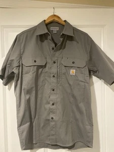 Carhartt Force Button Down Shirt Medium Gray Vented Zipper Relaxed Fit New - Picture 1 of 9