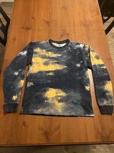 Adidas Mens Original Graphic Long Sleeve Tee S Tie Dye Legend Ink Flash Orange - Picture 1 of 6