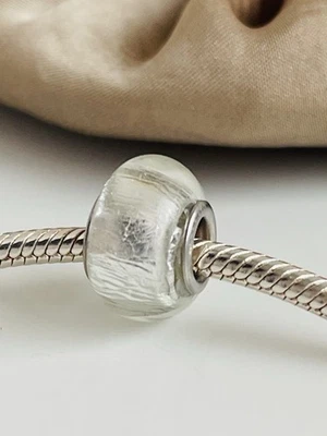 Charm Morellato In Vetro Di Murano Bianca Linea Drop - Immagine 1 di 4