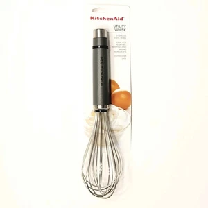 KitchenAid Gourmet Matte Gray Utility Kitchen Whisk 10.5 in Stainless Steel NEW - Picture 1 of 12
