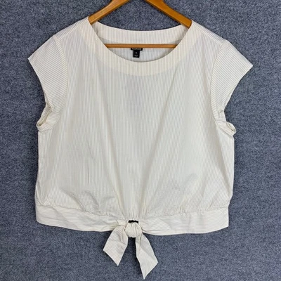 Novo Top Patagonia Algodão Orgânico Seersucker Listrado Gravata Frontal Crop Top GG - Imagem 1 de 4