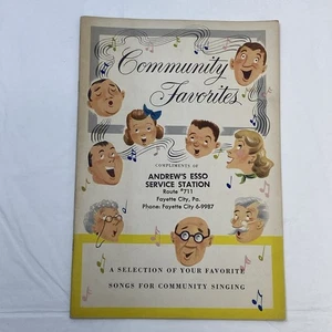 Vtg Esso “Community Favorites” Song Book Andrews Service Station Fayette City PA - Foto 1 di 14