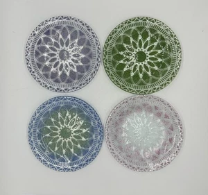 "Juego de 4 platos de vidrio artístico fundido Sydenstricker Mid-Century florales 5,25"" años 60" - Imagen 1 de 17