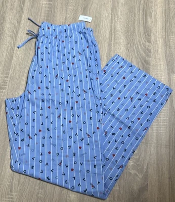 GAP Body LOVE Blue White Stripe Lounge Pants Womens Size Medium Cotton NWT - Image 1 of 4