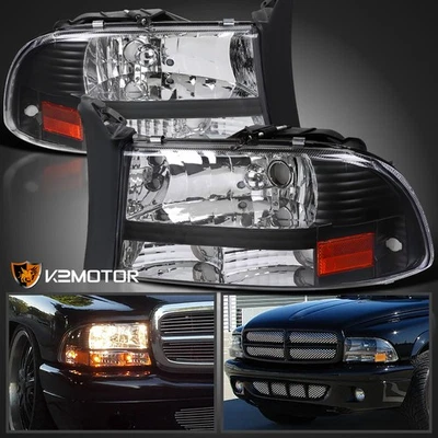 Black Fits 1997-2004 Dodge Dakota 1998-2003 Durango 1PC Style Headlights Lamps Foto 1 de 4