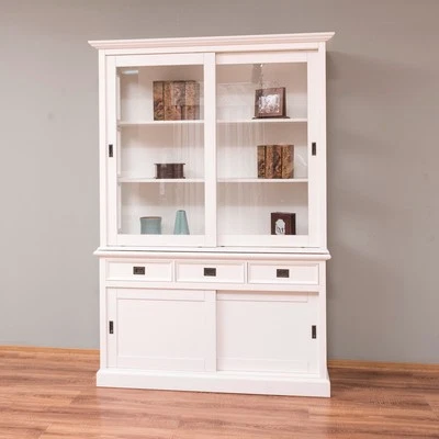 Vitrine Buffetschrank Küchenbuffet weiß Holz /MDF  Buffet Schrank Landhaus - Bild 1 von 4