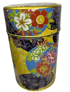 Japanese Flowers EMPTY Collectible Tin Storage Container Display Decor - Picture 1 of 11