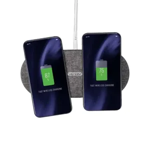 Ventev Chargepad duo 10W Fast Wireless Pad With 2 Pin EU Plug Head In Grey - Picture 1 of 24