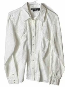 Roughrider By Circle T (Size M) White Western Country Shirt With Pearl Snaps - Picture 1 of 8