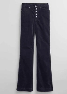 Pantalones GAP AÑOS 70 tiro alto acampanados pana Y2k azul marino BOHO botones mosca talla 25/0 Foto 1 de 3