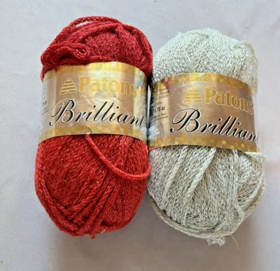 Lote de 1 hilo acrílico brillante Patons 1 rojo radiante 1 brillo verde 50 g cada uno Foto 1 de 4