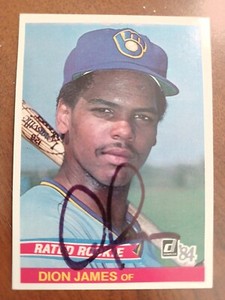 DION JAMES 1984 Donruss # 31 autographed signed card BREWERS 84 ROOKIE AUTO