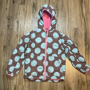 Mini Boden Polka Dot Winter Jacket Fleece Lined Hooded Coat Size 11-12Y - Picture 1 of 9
