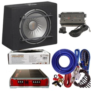 12in.1000W Enclosed Subwoofer & Amplifier Bass Package for Car Audio w/processor - Picture 1 of 8