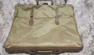 Vintage Hartmann Ballistic Nylon Large Garment Bag Olive Green with Leather Trim - Picture 1 of 9